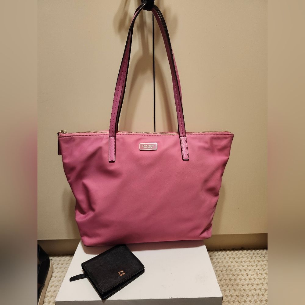 Kate Spade New York “Kitt” Pink Nylon Tote + Bonus Wallet Retail Value $275